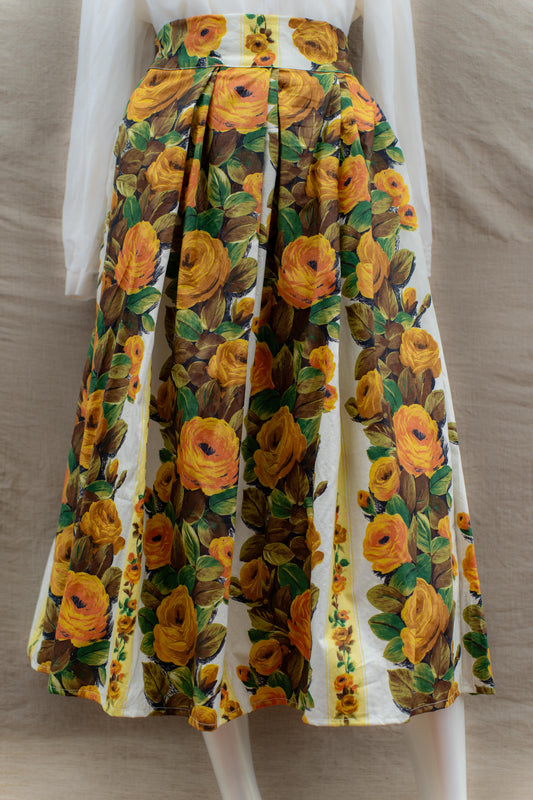 The Monet Garden Jacquard Skirt | Pleated Floral Midi