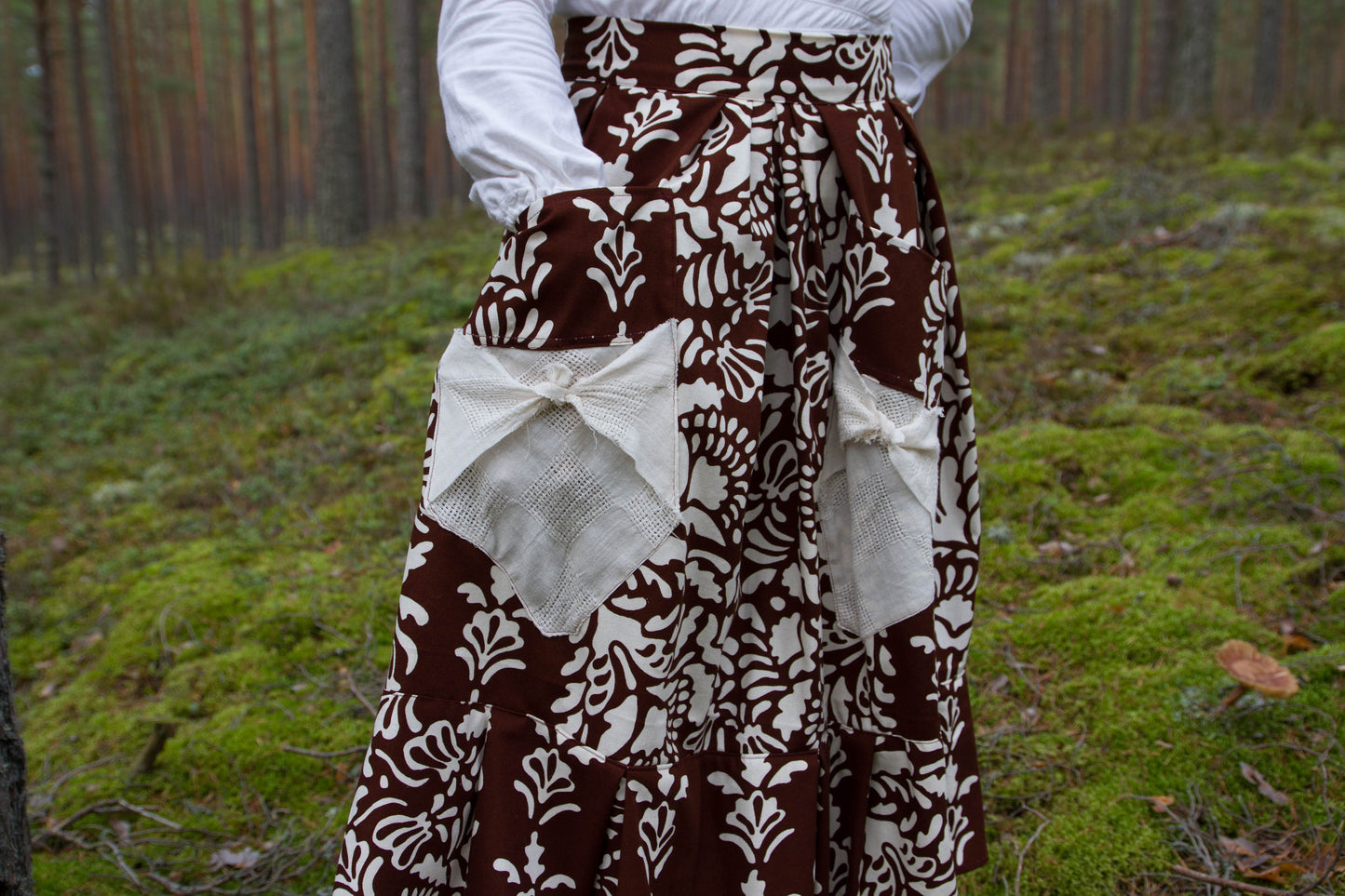Handmade Brown Cotton Skirt with Pockets | Bohemian Style