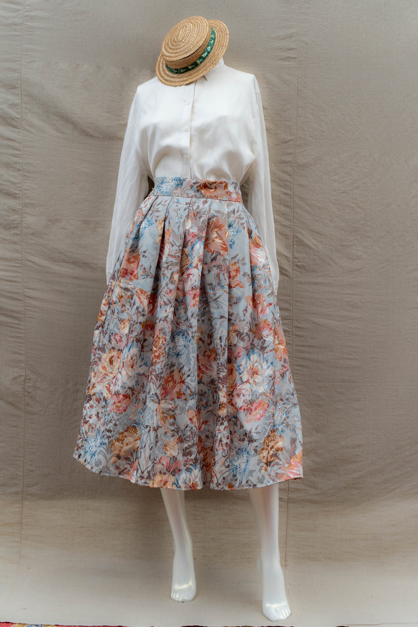 The "Baroque Bloom" Midi Skirt