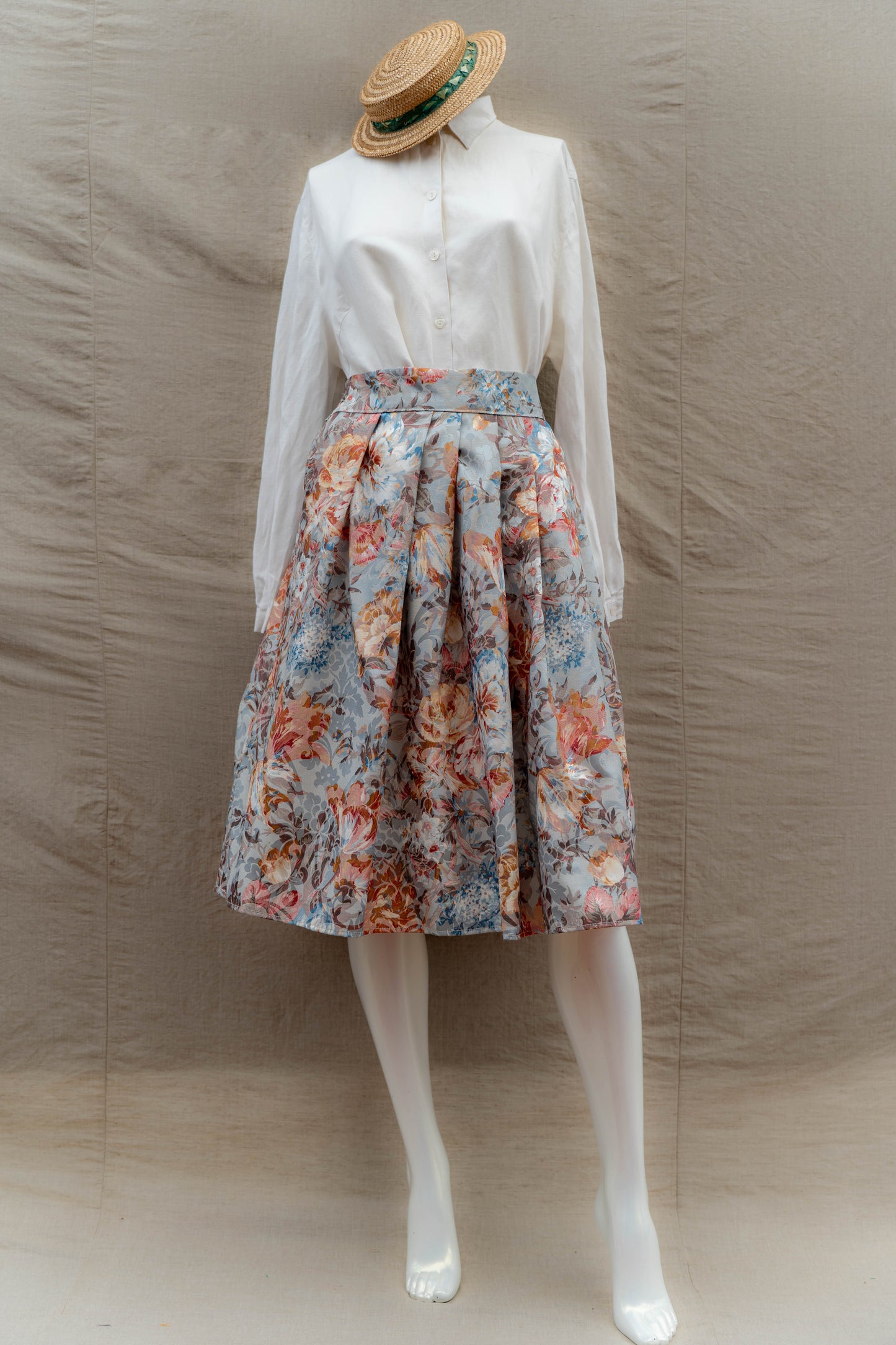 The "Baroque Bloom" Midi Skirt