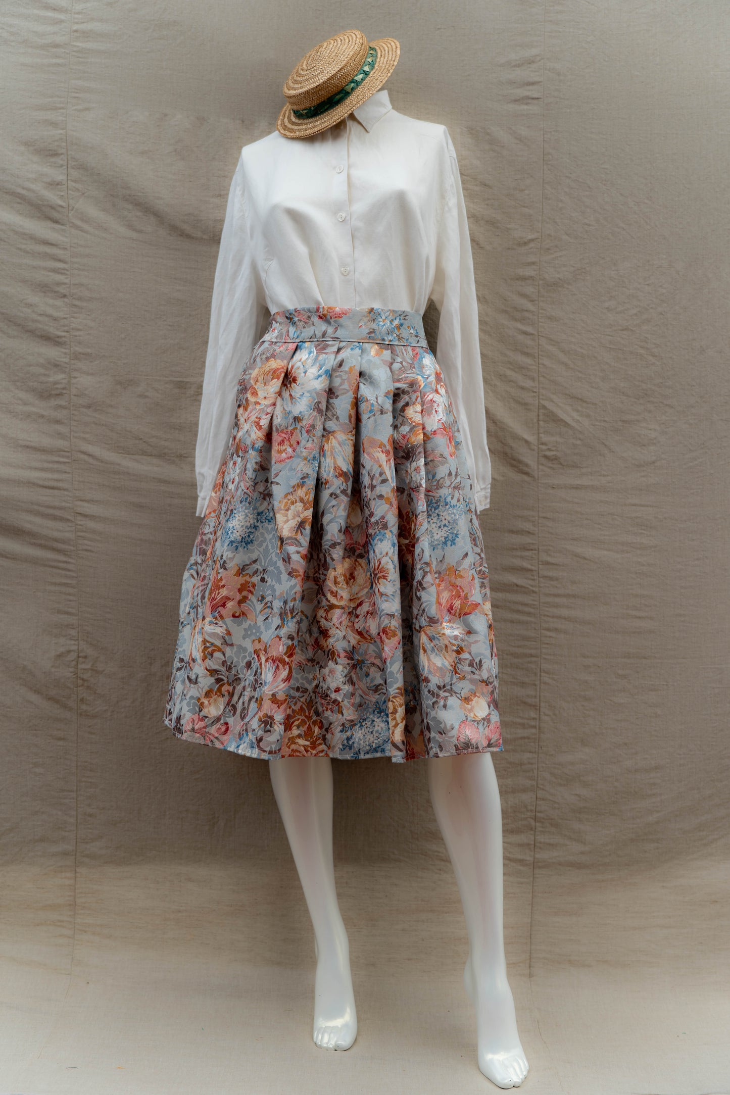 The "Baroque Bloom" Midi Skirt